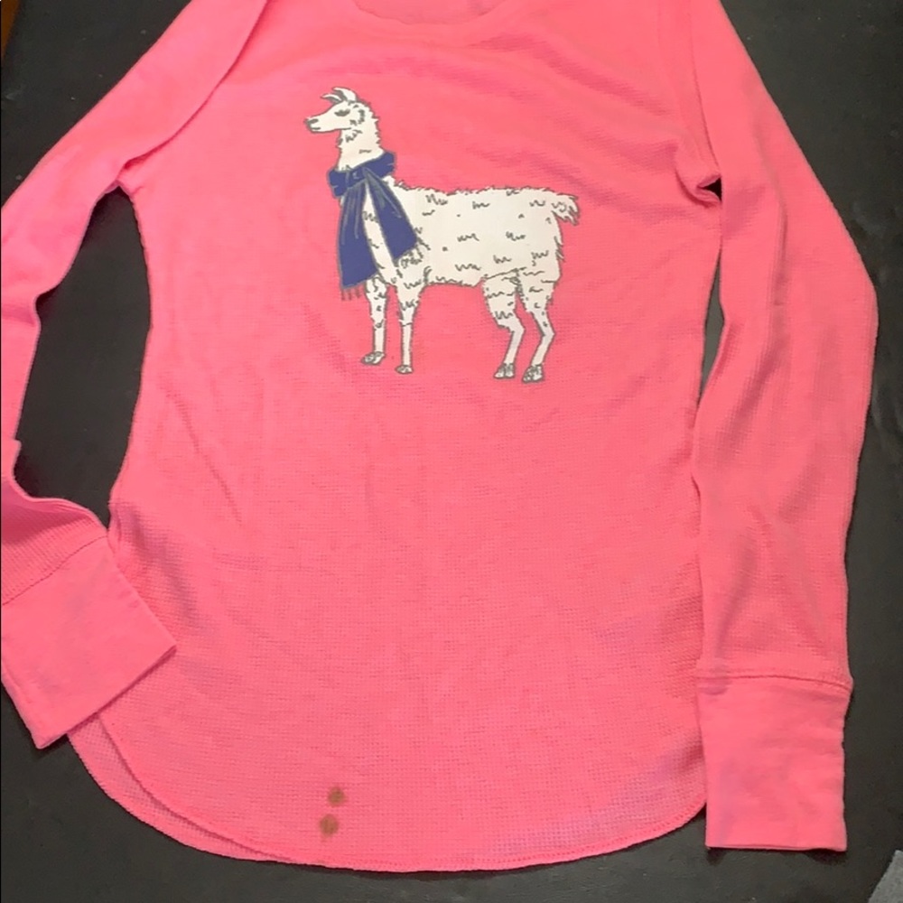 Old Navy pink llama pj shirt